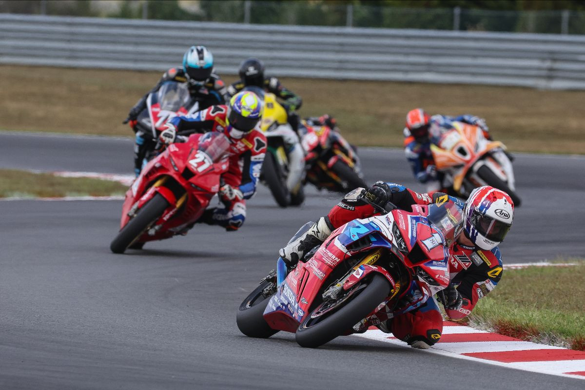 Hayden Gillim (1) won the Stock 1000 race at New Jersey Motorsports Park on Saturday to extend his championship points lead heading into Sunday's final race of the year. Photo by Brian J. Nelson.