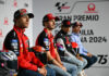 (From left) Enea Bastianini, Francesco Bagnaia, Jorge Martin, and Marc Marquez at the pre-event press conference at Misano II. Photo courtesy Dorna.