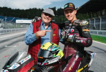 Filip Salac (right) with Elf Marc VDS Racing Team Owner Marc Van Der Straten (left). Photo courtesy Marc VDS Racing Team.