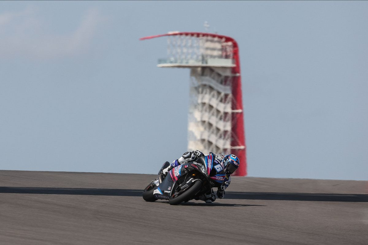 Cameron Beaubier (6) led the way on opening day at Circuit of The Americas on Friday with the five-time MotoAmerica Superbike Champion breaking the Superbike lap record and earning provisional pole position. Photo by Brian J. Nelson, courtesy MotoAmerica.