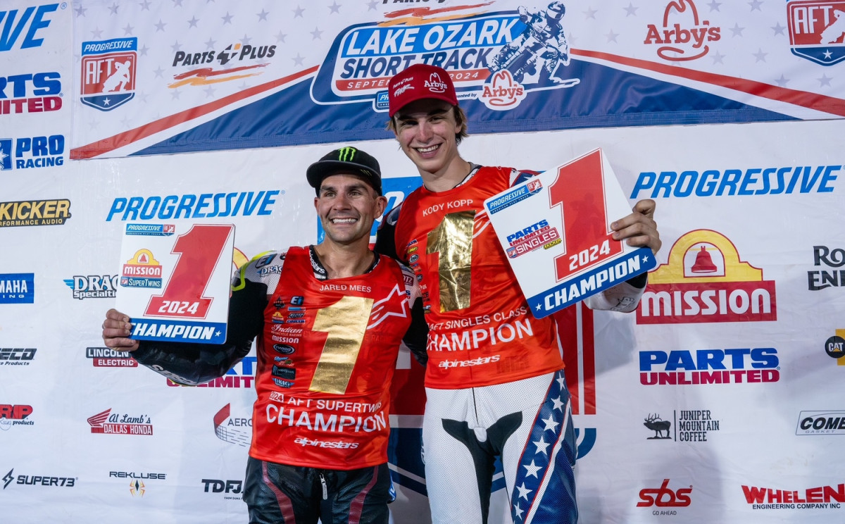 AFT SuperTwins Champion Jared Mees (left) and AFT Singles Champion Kody Kopp (right). Photo courtesy AFT.