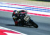 Hunter Dunham (170) raced a Ducati Streetfighter in a 2025-eligibility test for the performance-balanced Super Hooligan class. Sam Fleming joined the Tampa Ducati crew for races at COTA and rode the bike afterwards. Photo by Brian J. Nelson.