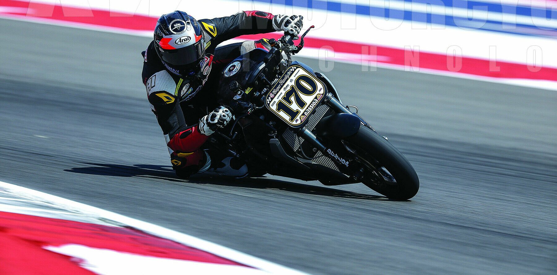 Hunter Dunham (170) raced a Ducati Streetfighter in a 2025-eligibility test for the performance-balanced Super Hooligan class. Sam Fleming joined the Tampa Ducati crew for races at COTA and rode the bike afterwards. Photo by Brian J. Nelson.