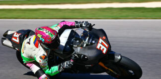 Stefano Mesa (37) was quickest in qualifying on a Boulder Motorsport Pierbon X80R with a Ducati 1198cc V-Twin engine. Photo by Brad Schwab/etechphoto.com