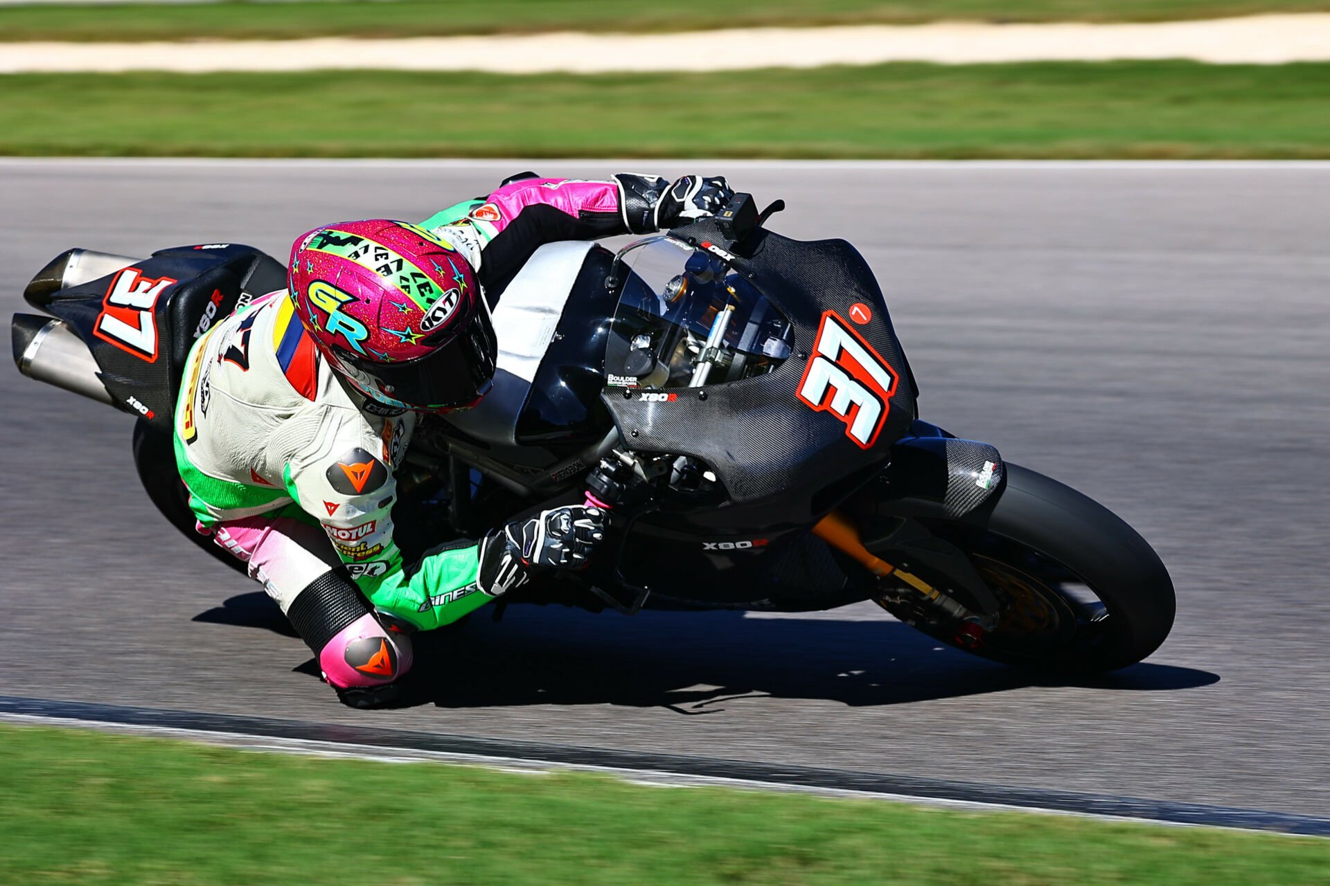 Stefano Mesa (37) was quickest in qualifying on a Boulder Motorsport Pierbon X80R with a Ducati 1198cc V-Twin engine. Photo by Brad Schwab/etechphoto.com