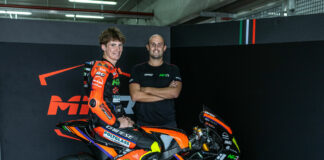 American Rossi Moor with MMR team owner Massimiliano Morlacchi at Motorland Aragon. MMR photo.