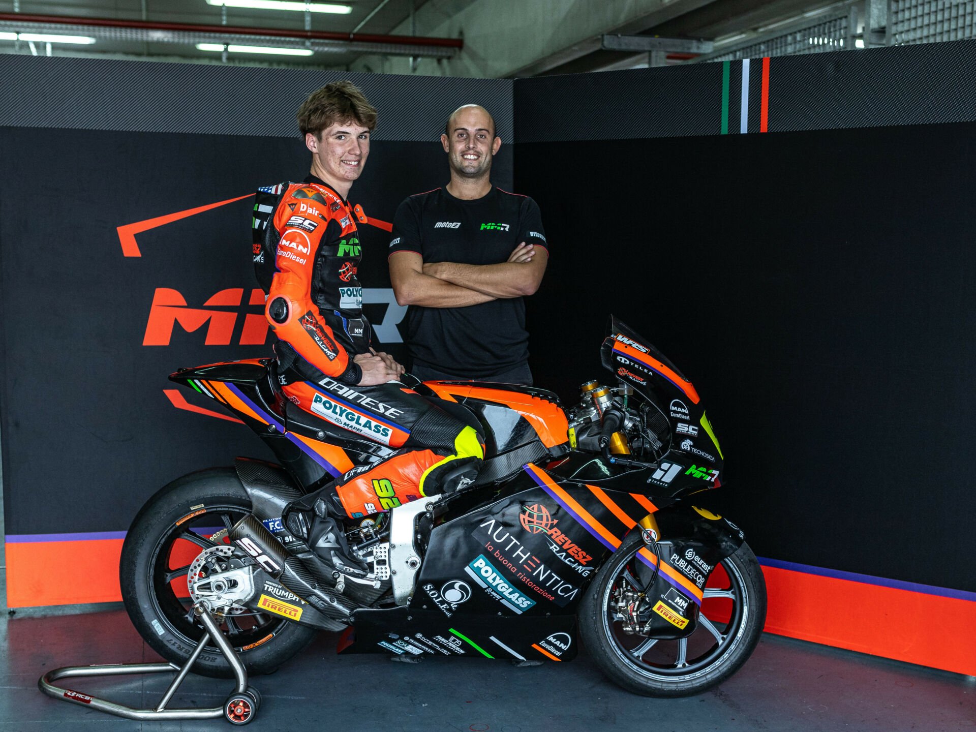 American Rossi Moor with MMR team owner Massimiliano Morlacchi at Motorland Aragon. MMR photo.