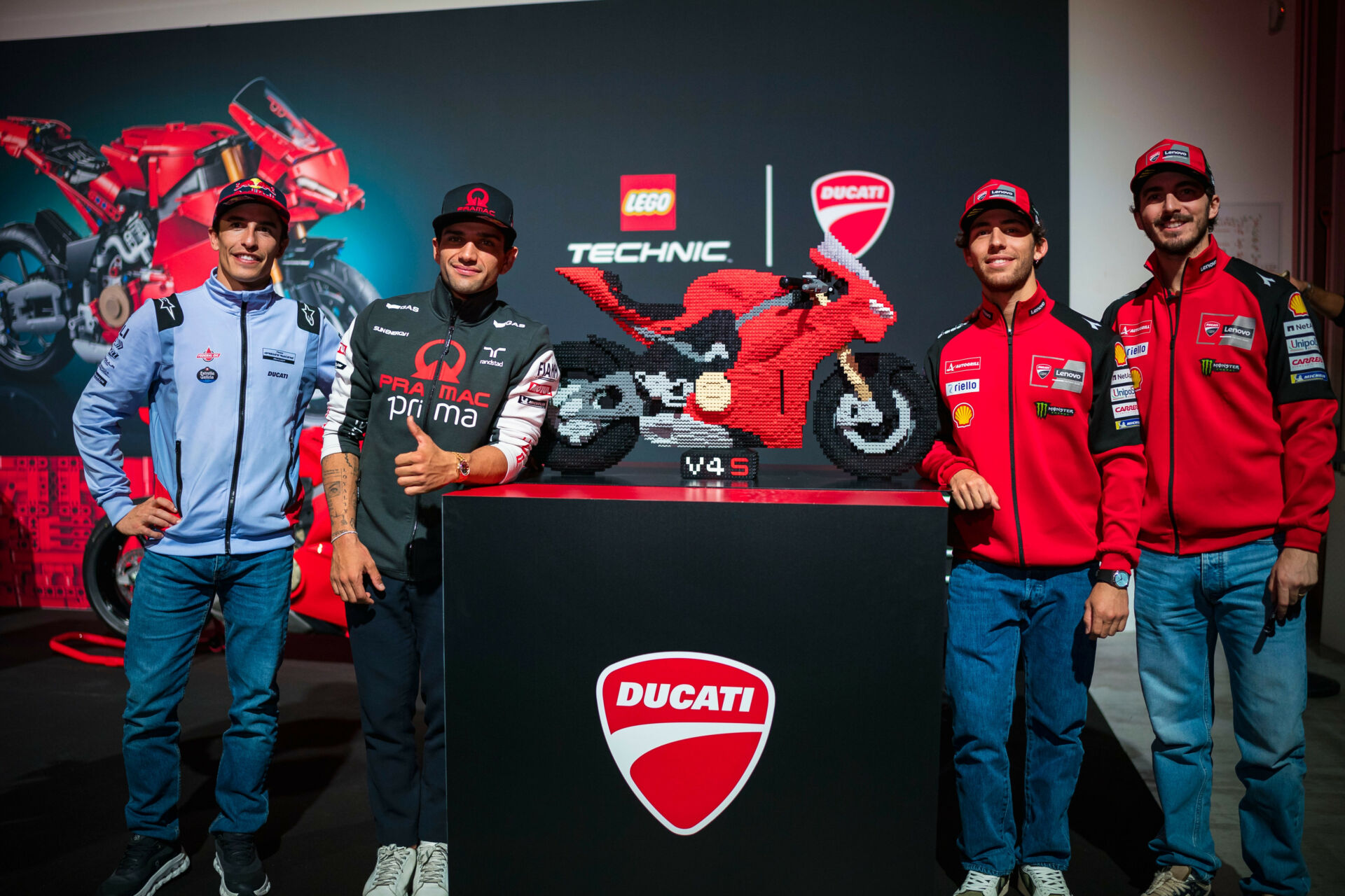 From left to right: Marc Marquez, Jorge Martin, Enea Bastianini and Francesco Bagnaia. Photo courtesy Ducati