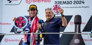 Joe Roberts and Eitan Butbul on the podium in Italy, Mugello. Photo courtesy American Racing Team.