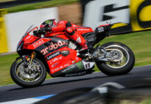 Nicolo Bulega (11) on his ARUBA.IT Racing - Ducati Panigale V4R At Phillip Island. Photo courtesy Dorna.