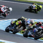 Marcel Schroetter (23), Tom Booth-Amos (69), Valentin Debise (53) and Oliver Bayliss (32) At Phillip Island, Race 1. Photo courtesy WSBK.com