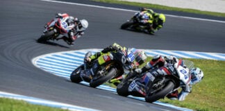 Marcel Schroetter (23), Tom Booth-Amos (69), Valentin Debise (53) and Oliver Bayliss (32) At Phillip Island, Race 1. Photo courtesy WSBK.com