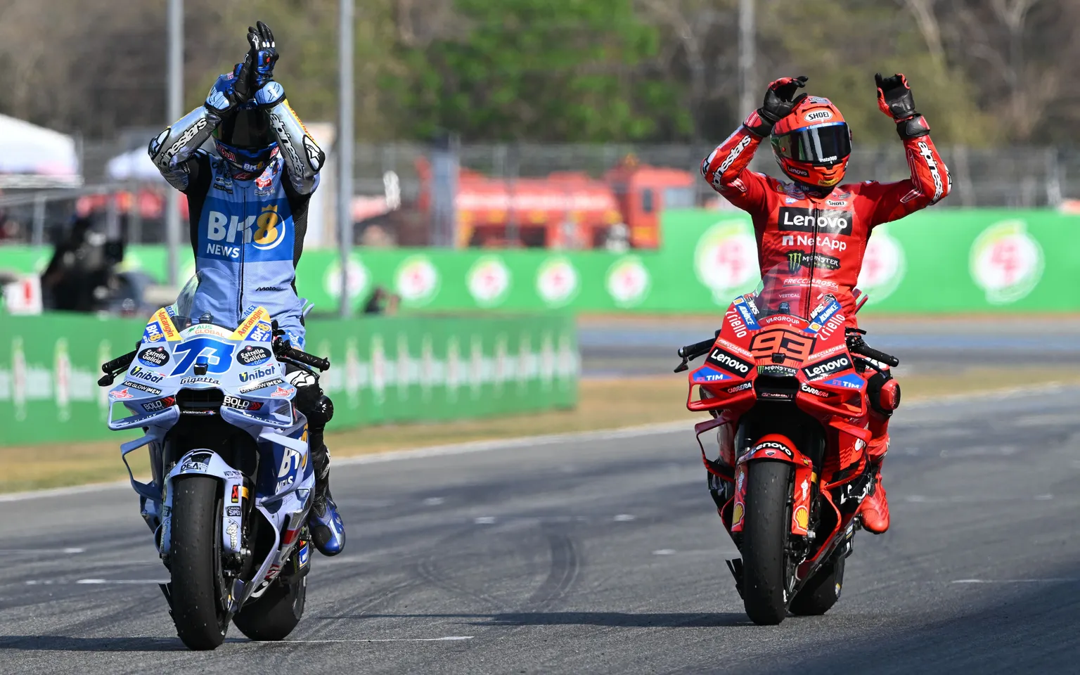 Alex Marquez (73) and Marc Marquez (93) In Thailand. Photo courtesy Dorna.