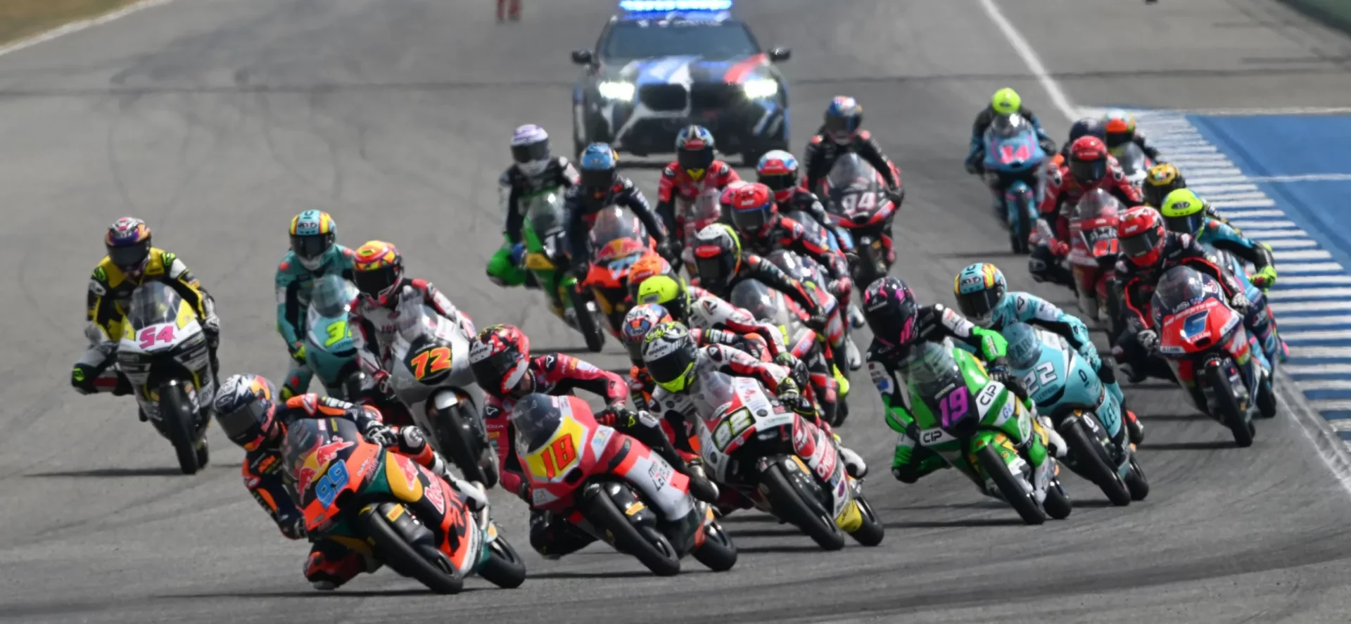 Moto3 race start in Thailand. Photo courtesy Dorna.