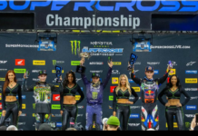 450SX Class podium (riders left to right) Justin Cooper, Cooper Webb, and Chase Sexton.