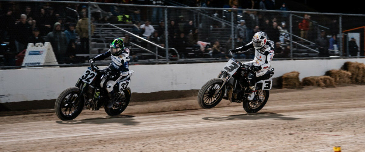 Dallas Daniels #32 and Briar Bauman #3. Photo courtesy American Flat Track.